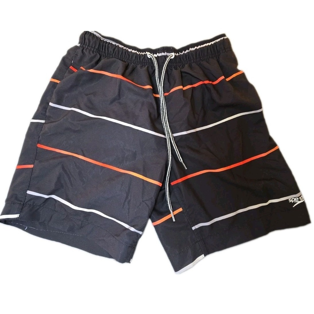 Speedo Swim Trunks Mens S Small Black Board Shorts Swimwear Mesh Liner Pockets
